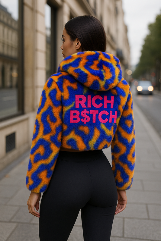 RICH B$TCH crop fur coat