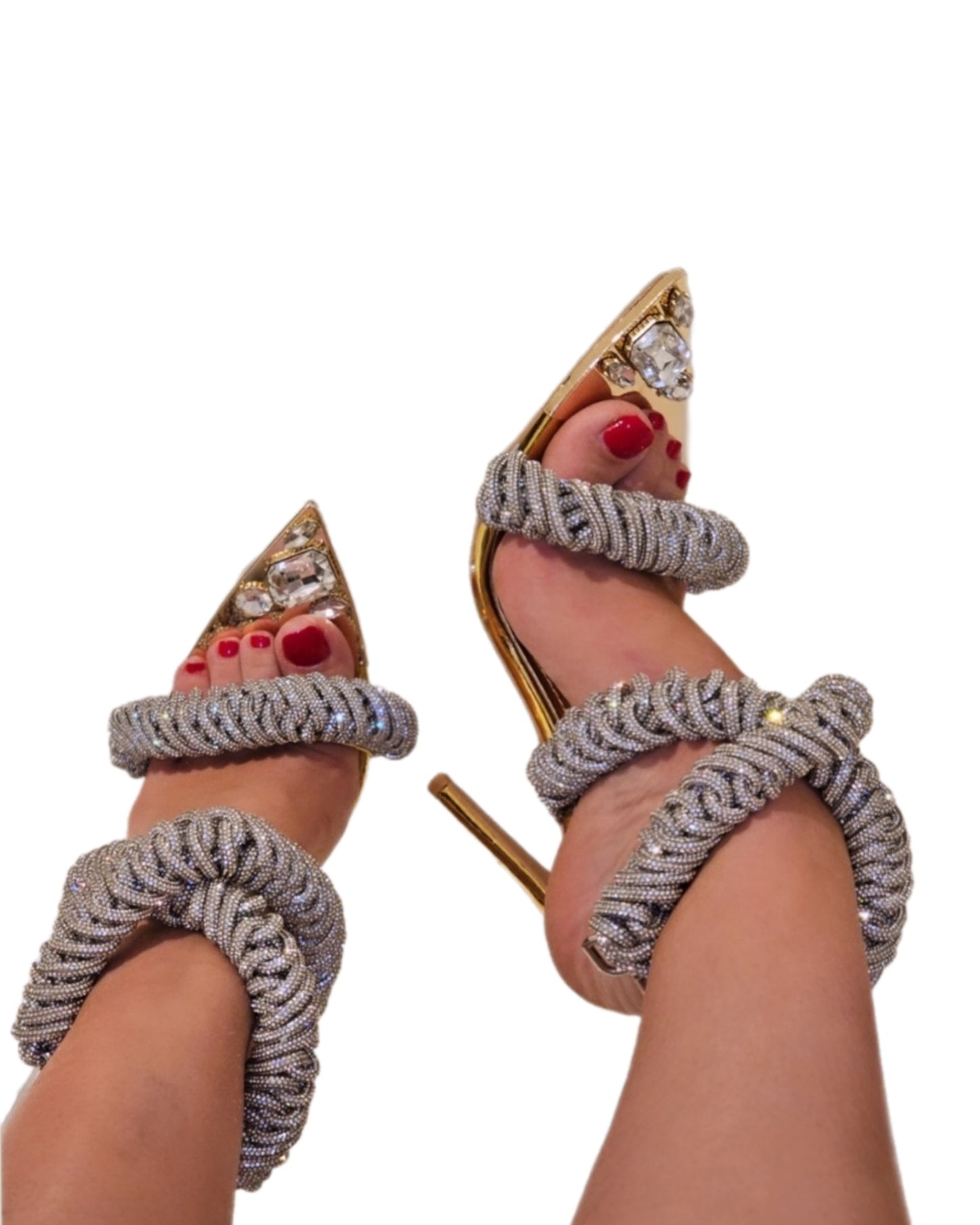 Rhinestone crystalized strappy sandals