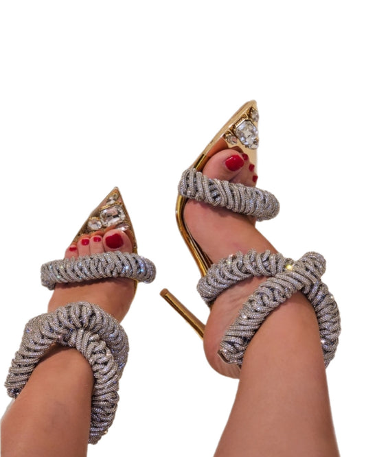 Rhinestone crystalized strappy sandals